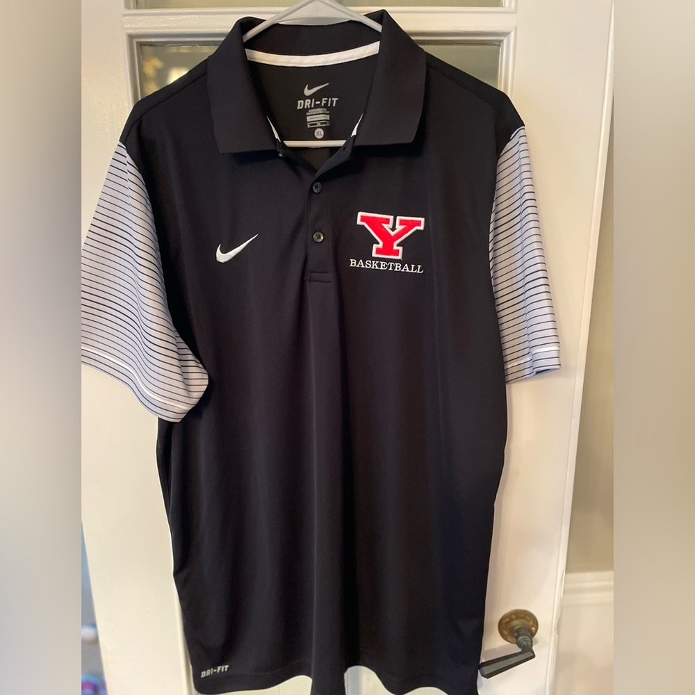 Youngstown State basketball Nike Dri-fit Black Polo - striped sleeves